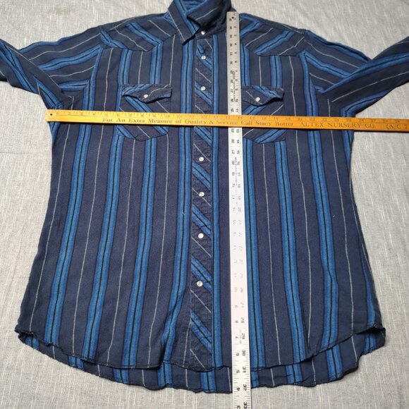 VINTAGE Wrangler Shirt Mens XL Tall Long Sleeve Striped Pearl Snap Western - Picture 5 of 8